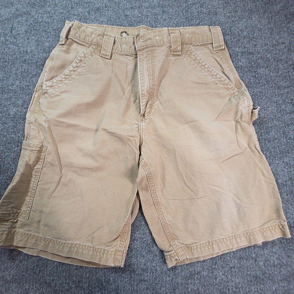 Carhartt Cargo Shorts Mens 33 Beige Canvas Relaxed Fit Workwear Utility Summer